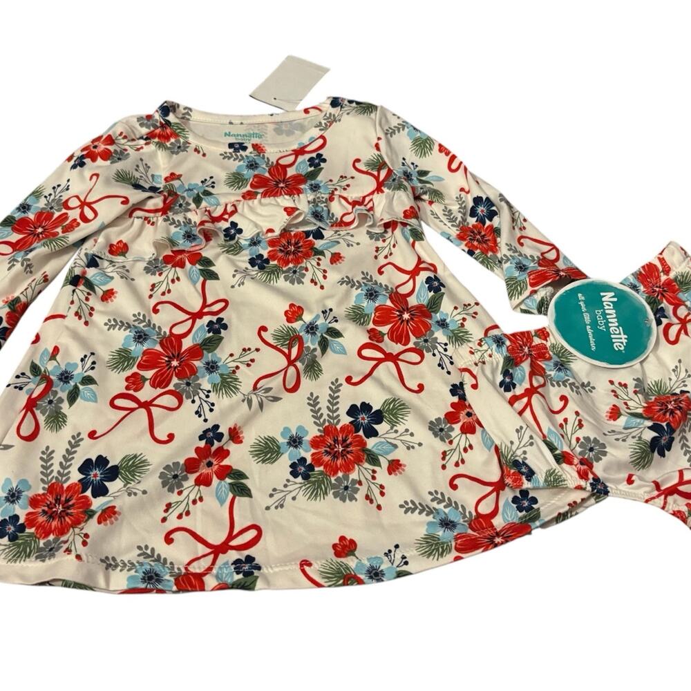 Nanette Baby 12M Floral Holiday Dress and Bloomers Set
